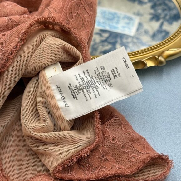 🆕 ZIMMERMANN 🧿 NWT Lace Scoop Neck Bodysuit, Blush - Sz 2 US 6 / 8 - Picture 13 of 13